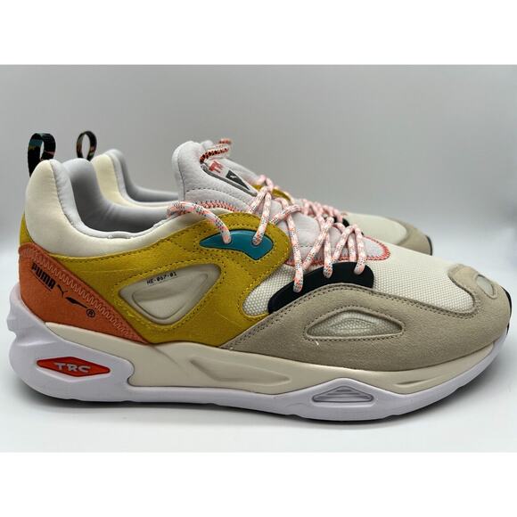 Puma TRC Blaze HC Sneakers Pristine Beige Orange Yellow Men 384962-01 Size 12🛒
